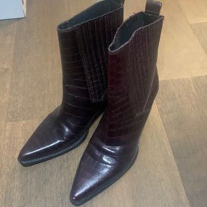 Croc embossed leather boots